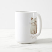 Boho bestickt Beige Kitty mit Blätter Kaffeetasse (VorderseiteRechts)