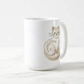 Boho bestickte neutrale Kitty Cat Kaffeetasse (VorderseiteRechts)