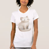Boho bestickter Cat T - Shirt Beige Kitty T-Shirt (Vorderseite)