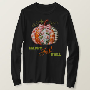 Boho bestickter Patchwork-Kürbis-Look T-Shirt
