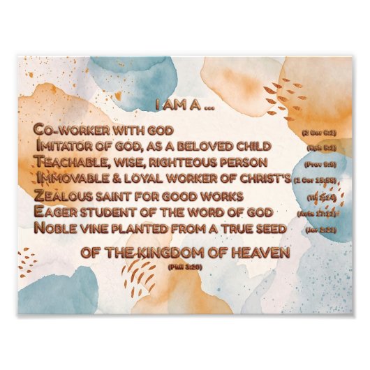Boho Biblical Affirmation Acrostic w_Scripture 2 Fotodruck (Vorne)