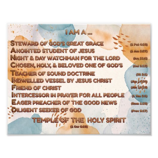 Boho Biblical Affirmation Acrostic w_Scripture 4 Fotodruck (Vorne)