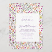 Boho Bicycle Floral Script Chic Brautparty Einladung (Vorne/Hinten)