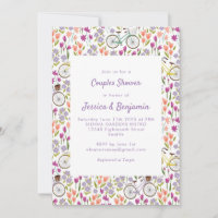 Boho Bicycle Floral Script Chic Couples Dusche