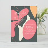 Boho Bio Formen Pink Orange Wedding Einladung (Stehend Vorderseite)