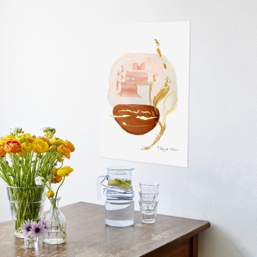 Boho Bio Moderne Rost Gold Leaf Wasserfarbe Foliendrucke (Ablage(Küche))