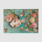 BOHO BIRD AND FLOWER MIRL DECOUPAY SEIDENPAPIER (Vorderseite)