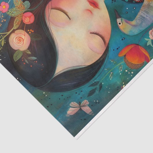 BOHO BIRD AND FLOWER MIRL DECOUPAY SEIDENPAPIER (Ausschnitt)