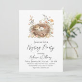 Boho Bird Nesting Party Nest Baby Shower Einladung (Stehend Vorderseite)