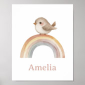 Boho Bird Rainbow mit Baby Name Kinderzimmer Poster (Vorne)