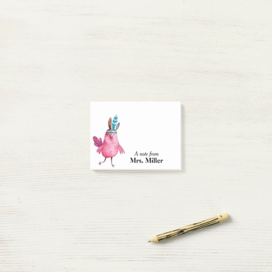 Boho Birdie Personalisiert Post-it Klebezettel (Auf Schreibtisch)