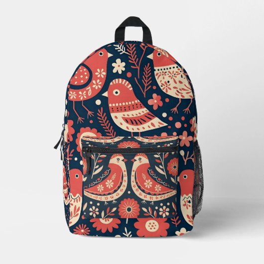 Boho Birds Bedruckter Rucksack (Vorderseite)