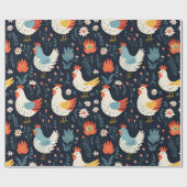 Boho Birthday Holiday Chicken Matte Geschenkpapier (Flach)