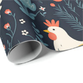 Boho Birthday Holiday Chicken Matte Geschenkpapier (Rolleneckpunkt)