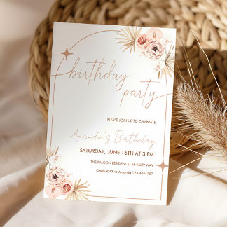 Boho Birthday Invite Pampas Grass Birthday Card Einladung