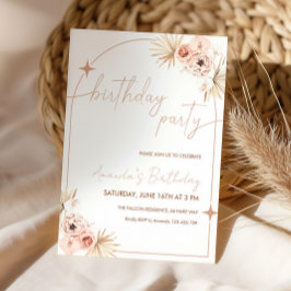 Boho Birthday Invite Pampas Grass Birthday Card Einladung