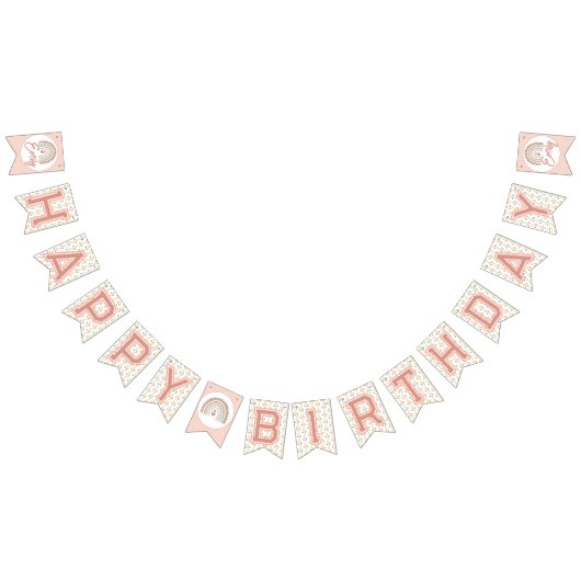 Boho Birthday Magic Light Coral Wimpelkette (Alle)