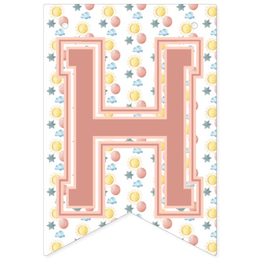 Boho Birthday Magic Light Coral Wimpelkette (Zweite Fahne)