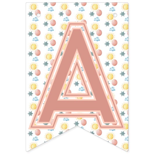 Boho Birthday Magic Light Coral Wimpelkette (Dritte Fahne)