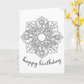 Boho Birthday Mandala Blumenzierkunst Karte (Gelbe Blume)