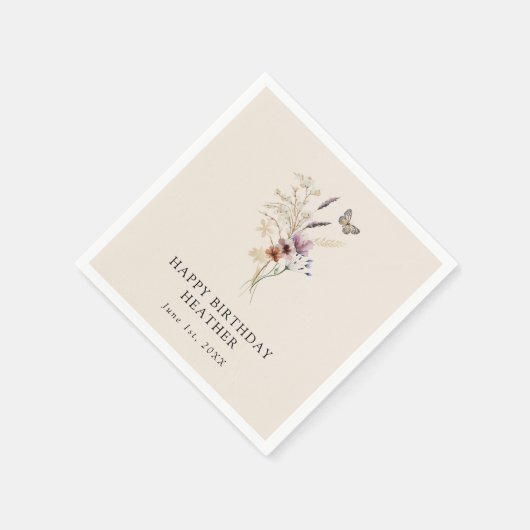 Boho Birthday Paper Napkin Serviette (Ecke)