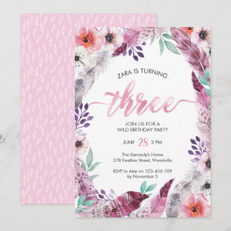 Boho Birthday Party Einladung | 3. Geburtstag