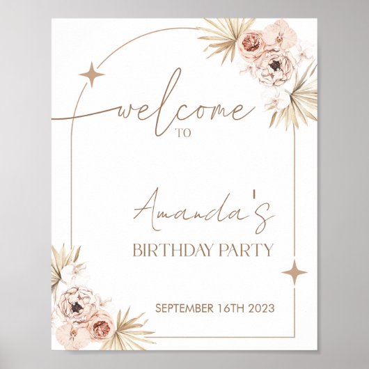 Boho Birthday Party Willkommensunterschrift | Boho Poster (Vorne)