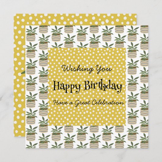 Boho Birthday Pflanze Dots Gold Sage Green (Vorne/Hinten)