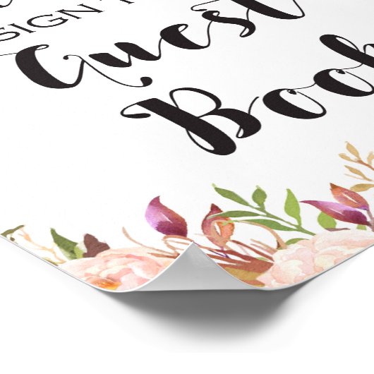 Boho Bitte unterschreiben Sie das Gästebuch Sign (Ecke)