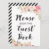 Boho Bitte unterschreiben Sie das Gästebuch "Signi Einladung (Vorne/Hinten)