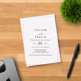 Boho Black Acrylic Modern Wedding Einladung