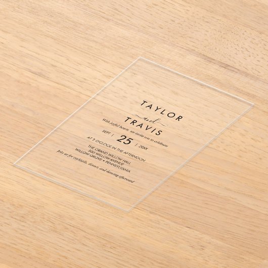 Boho Black Acrylic Modern Wedding Einladung (Ablage )