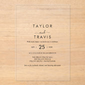 Boho Black Acrylic Modern Wedding Einladung (Vorderseite)