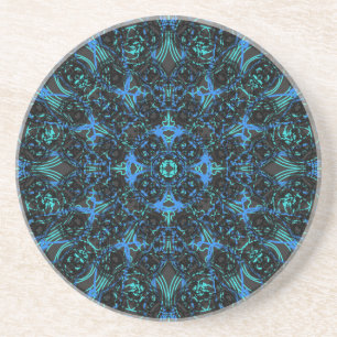Boho Black and Blue Diamond Chains Pattern Getränkeuntersetzer
