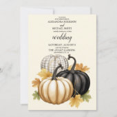 Boho Black and Gold Pumpkin Wedding Einladung (Vorderseite)