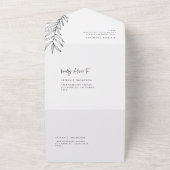 Boho Black and White Minimalistisch Foliage Weddin All In One Einladung (Außenbereich)