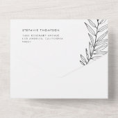 Boho Black and White Minimalistisch Foliage Weddin All In One Einladung (Rückseite)