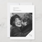 Boho Black and White Minimalistisch Foto Wedding Einladung (Vorderseite)