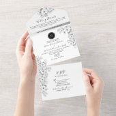 Boho Black and White Wedding All In One Einladung (Abreißen)