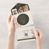 Boho Black and White Wedding All In One Einladung (Abreißen)