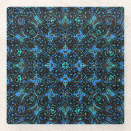 Boho Black & Blue Diamond Ketten Layered-Muster Glasuntersetzer