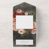 Boho Black Burgundy Fall Floral QR-Code All In One Einladung (Außenbereich)