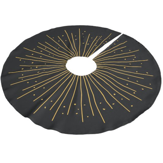 Boho Black Burst Polyester Tree Skirt Polyester Weihnachtsbaumdecke (Schrägansicht)