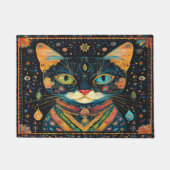 Boho Black Cat Pattern Doormat Fußmatte (Vorderseite)