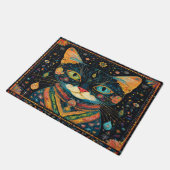 Boho Black Cat Pattern Doormat Fußmatte (Schrägansicht)