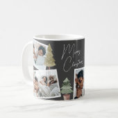 Boho Black Christmas Foto Collage Pine Trees Kaffeetasse (Vorderseite Links)