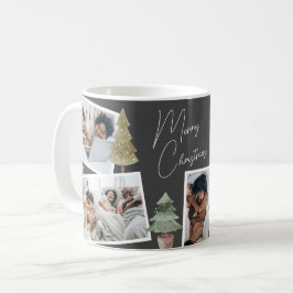 Boho Black Christmas Foto Collage Pine Trees Kaffeetasse