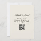 Boho Black Cream Floral Botanical QR Code Wedding Einladung (Rückseite)