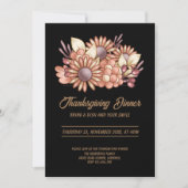 Boho Black Erntedank Dinner Einladung (Vorderseite)