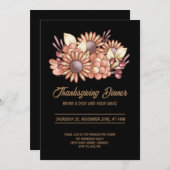 Boho Black Erntedank Dinner Einladung (Vorne/Hinten)